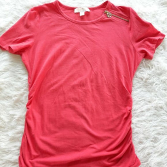 Michael Kors Zipper Shoulder Long Sleeve - Coral - Picture 1 of 3